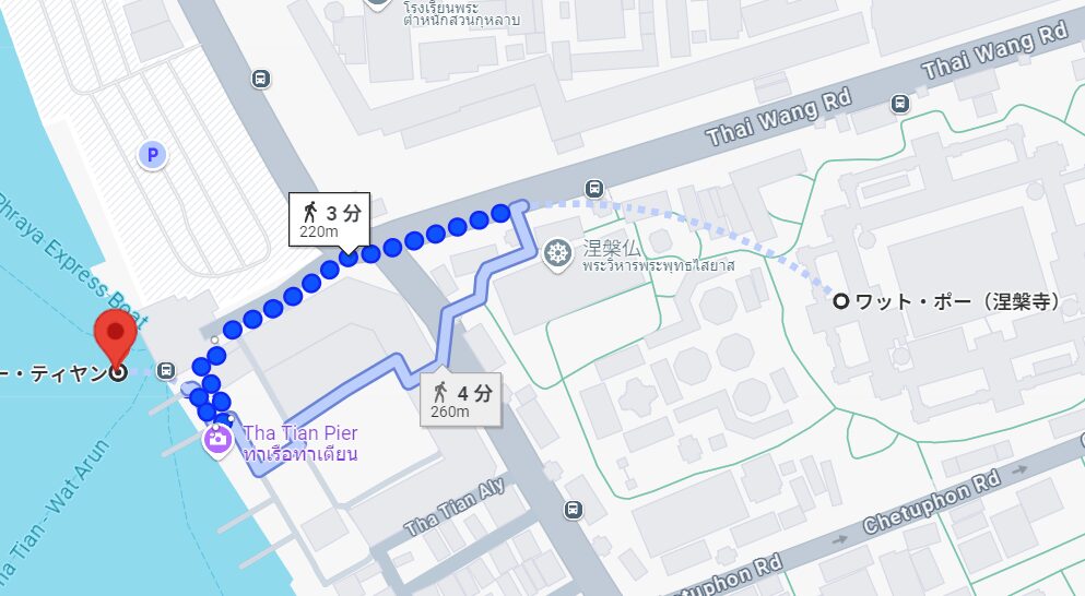 ワットポーから船着き場までの動線