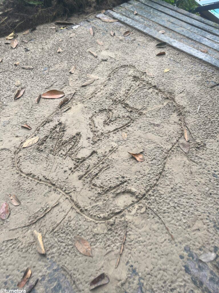 砂浜の文字