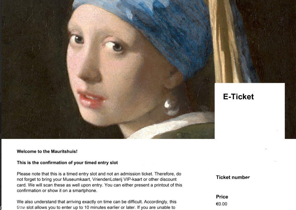 マウリッツハイス美術館のチケット