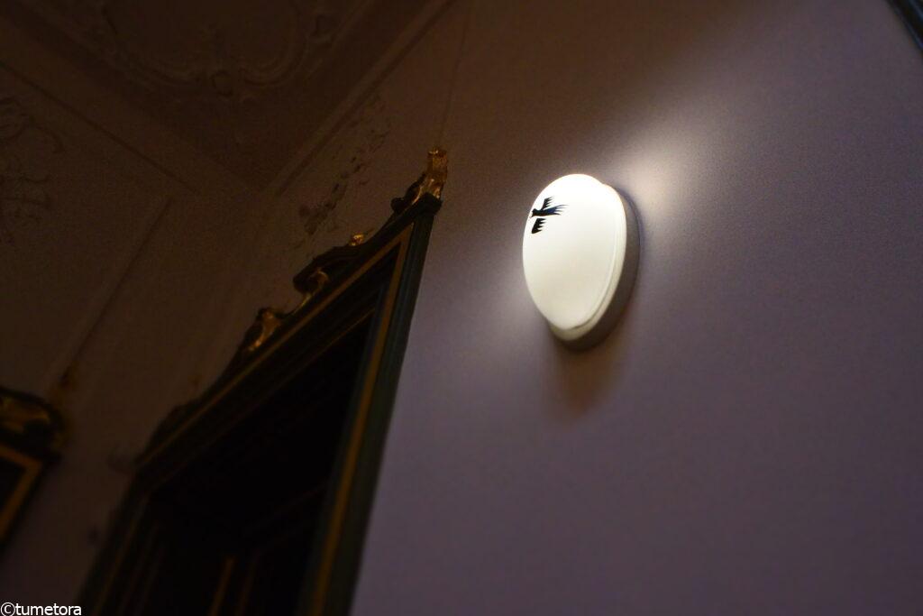 エッシャー美術館のライトに描かれている鳥