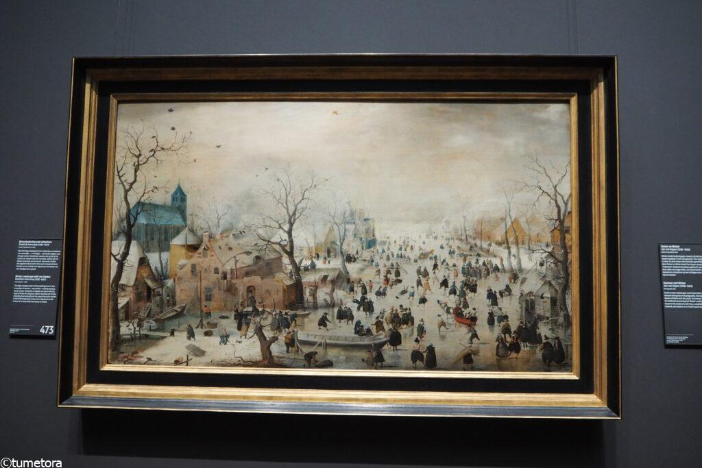 アムステルダム国立美術館所蔵ヘンドリック・アーフェルカンプ「氷上の遊びのある冬景色」1608年ごろ