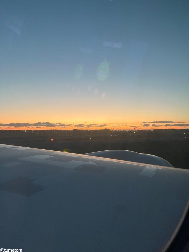 廈門航空の厦門空港行きの機内からの写真