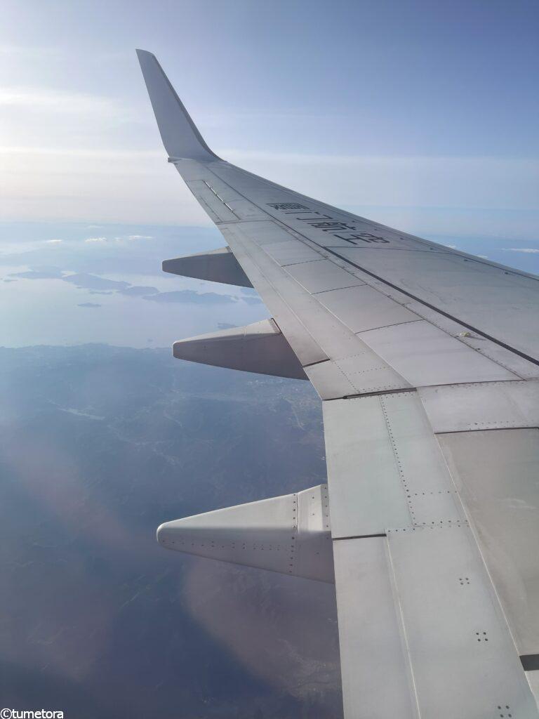 廈門航空の座席からの景色