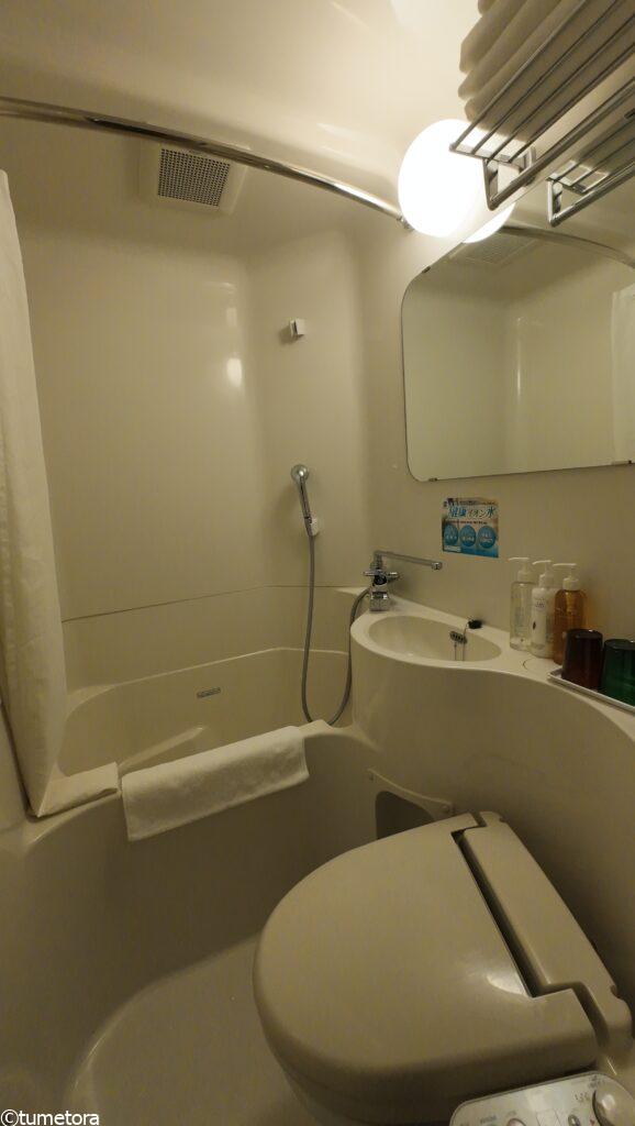 スーパーホテル釧路・黒金のスーパールームのトイレ・お風呂