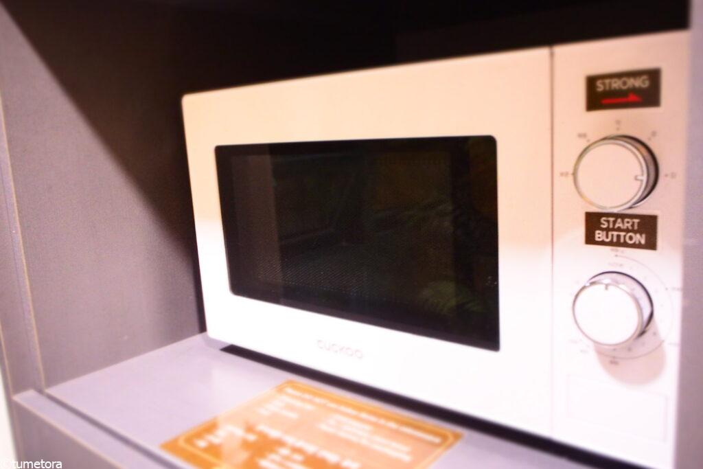 ホテル スカイパーク キングスタウンの共用キッチンの電子レンジ