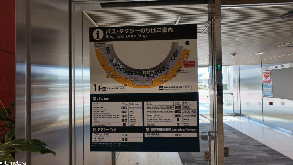 新千歳空港のバス停の地図