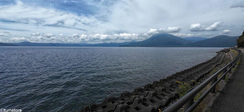 支笏湖のサイクリング中の景色